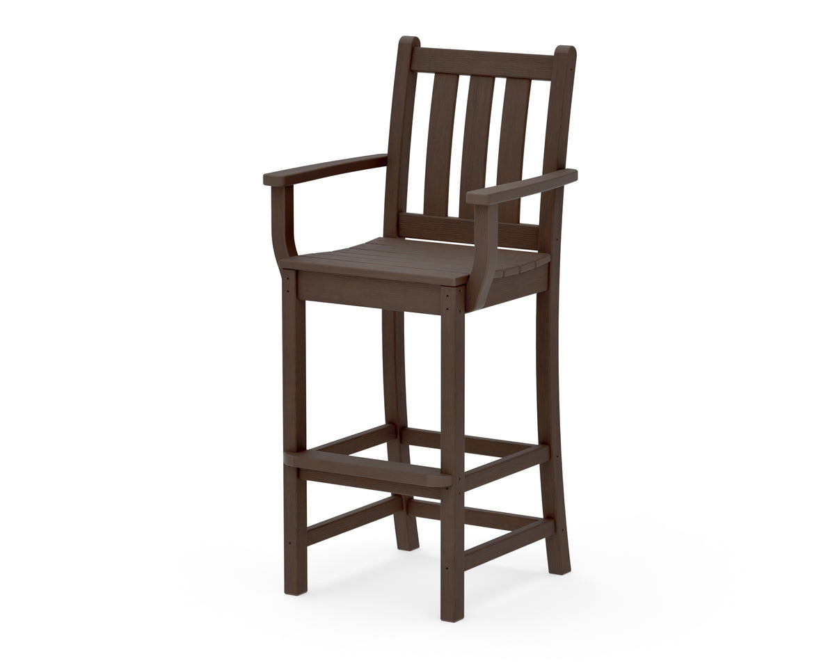 POLYWOOD Traditional Garden Bar Arm Chair in Kona