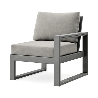 POLYWOOD EDGE Modular Right Arm Chair in Slate Grey / Weathered Tweed