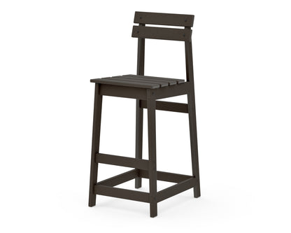 POLYWOOD Modern Studio Plaza Bar Chair in Vintage Coffee