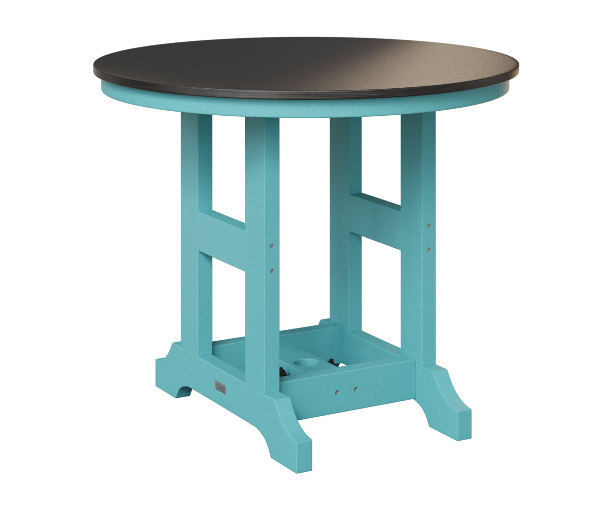 Berlin Gardens Garden Classic 38" Round Table in Aruba Blue, Hammered Black top