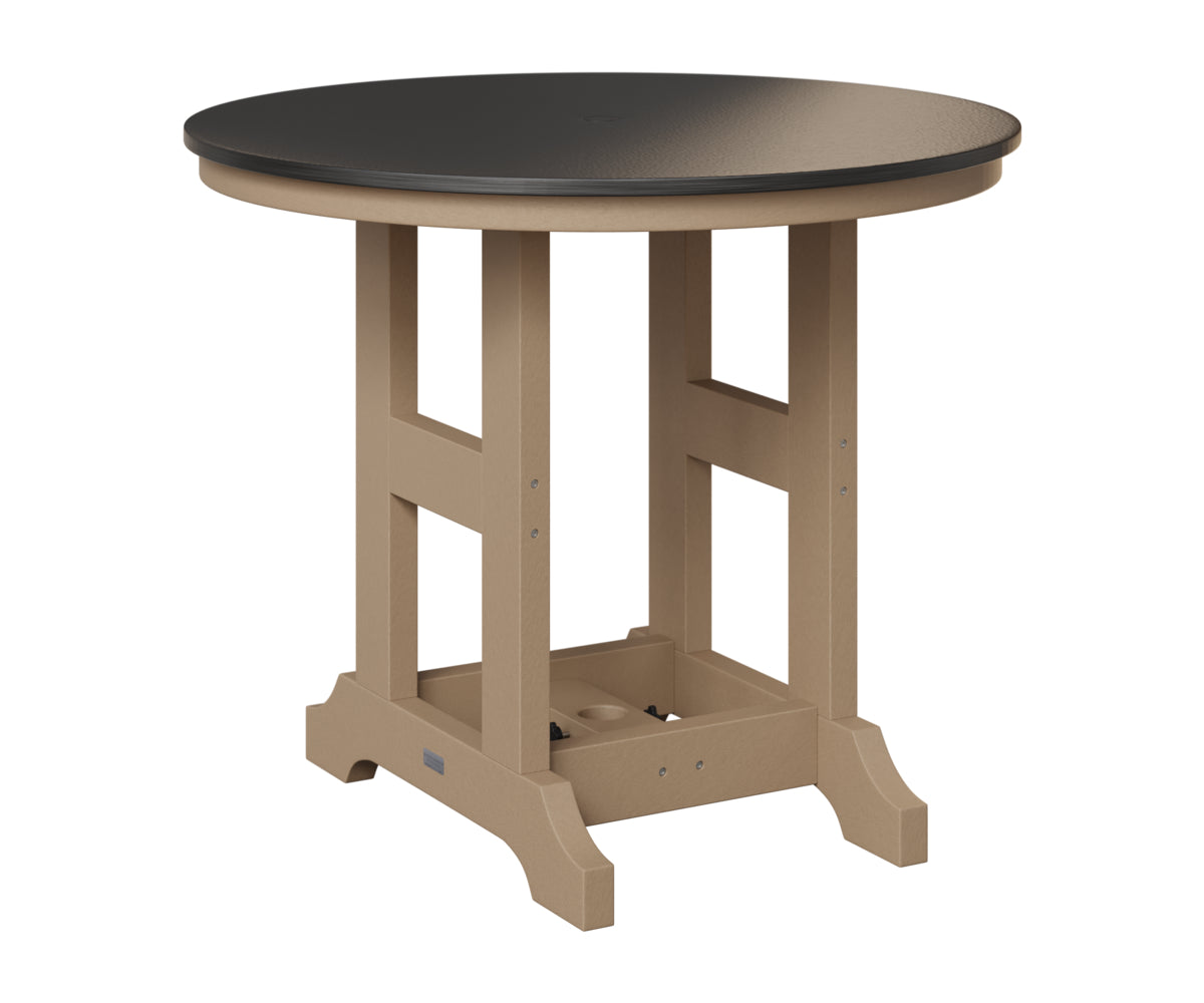 Berlin Gardens Garden Classic 38" Round Table in Weatherwood, Hammered Black top