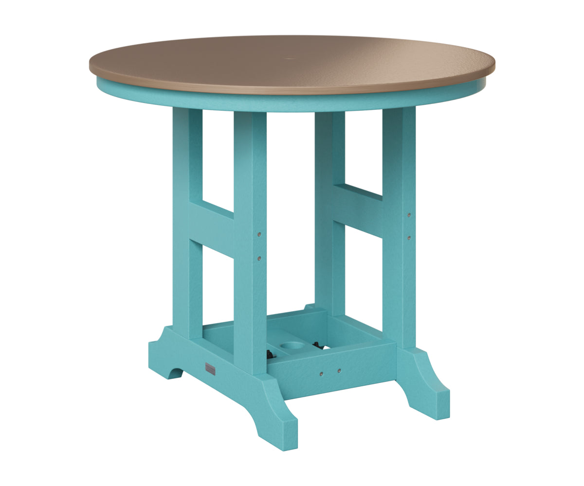 Berlin Gardens Garden Classic 38" Round Table in Aruba Blue, Hammered Bronze top