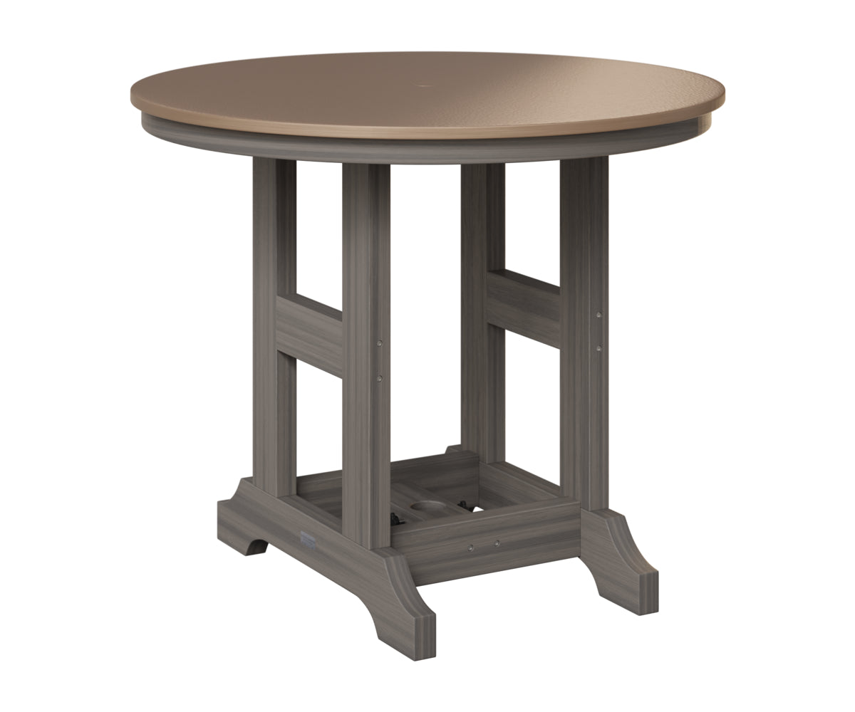 Berlin Gardens Garden Classic 38" Round Table in Coastal Gray, Hammered Bronze top