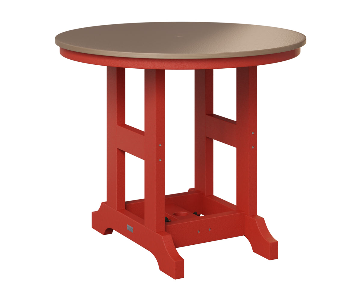 Berlin Gardens Garden Classic 38" Round Table in Scarlet Red, Hammered Bronze top