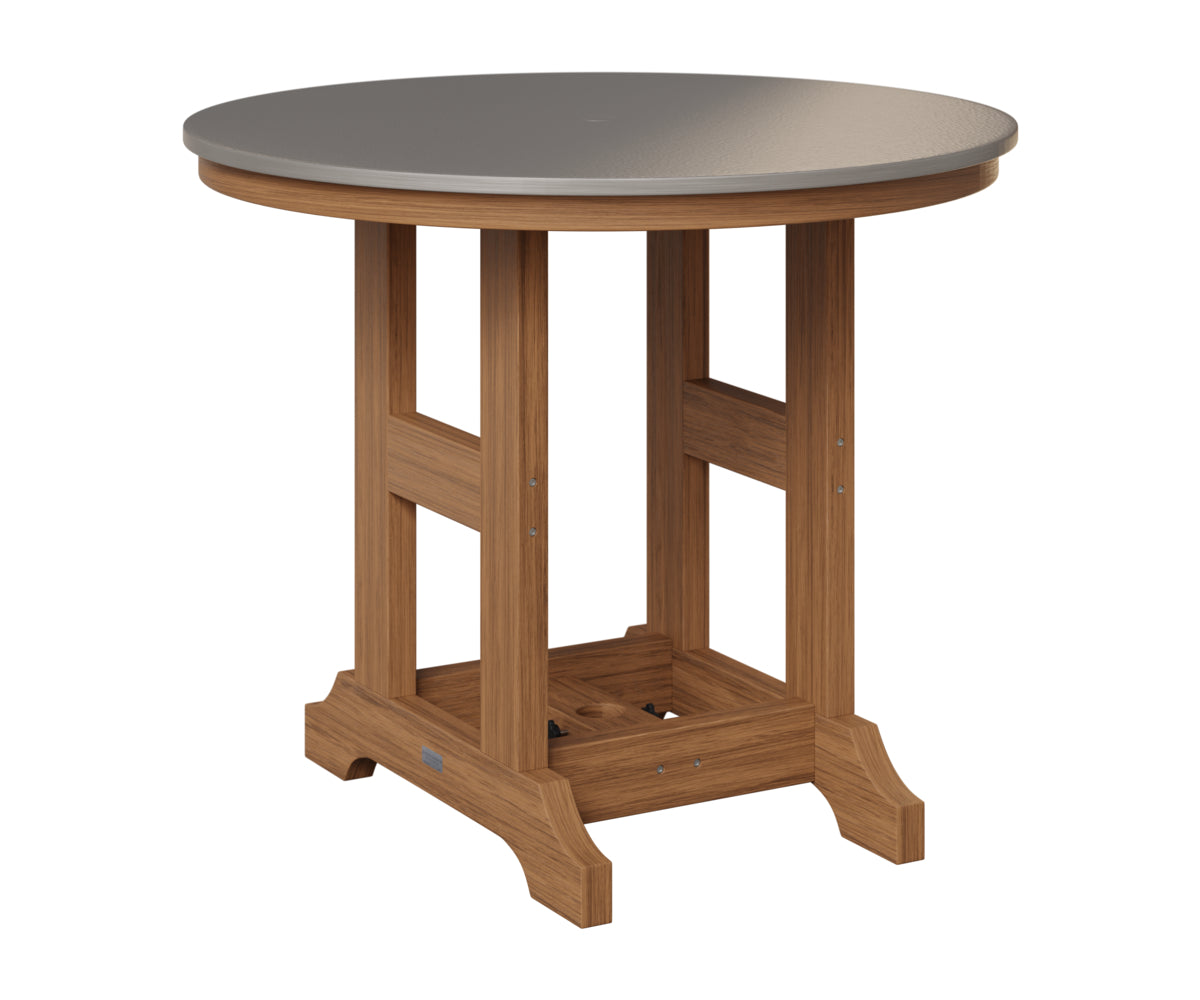 Berlin Gardens Garden Classic 38" Round Table in Antique Mahogany, Hammered Stainless top