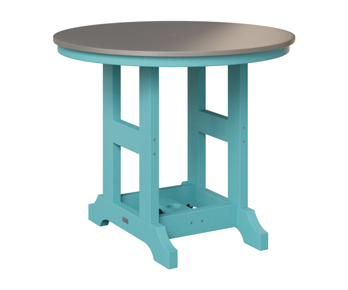 Berlin Gardens Garden Classic 38" Round Table in Aruba Blue, Hammered Stainless top