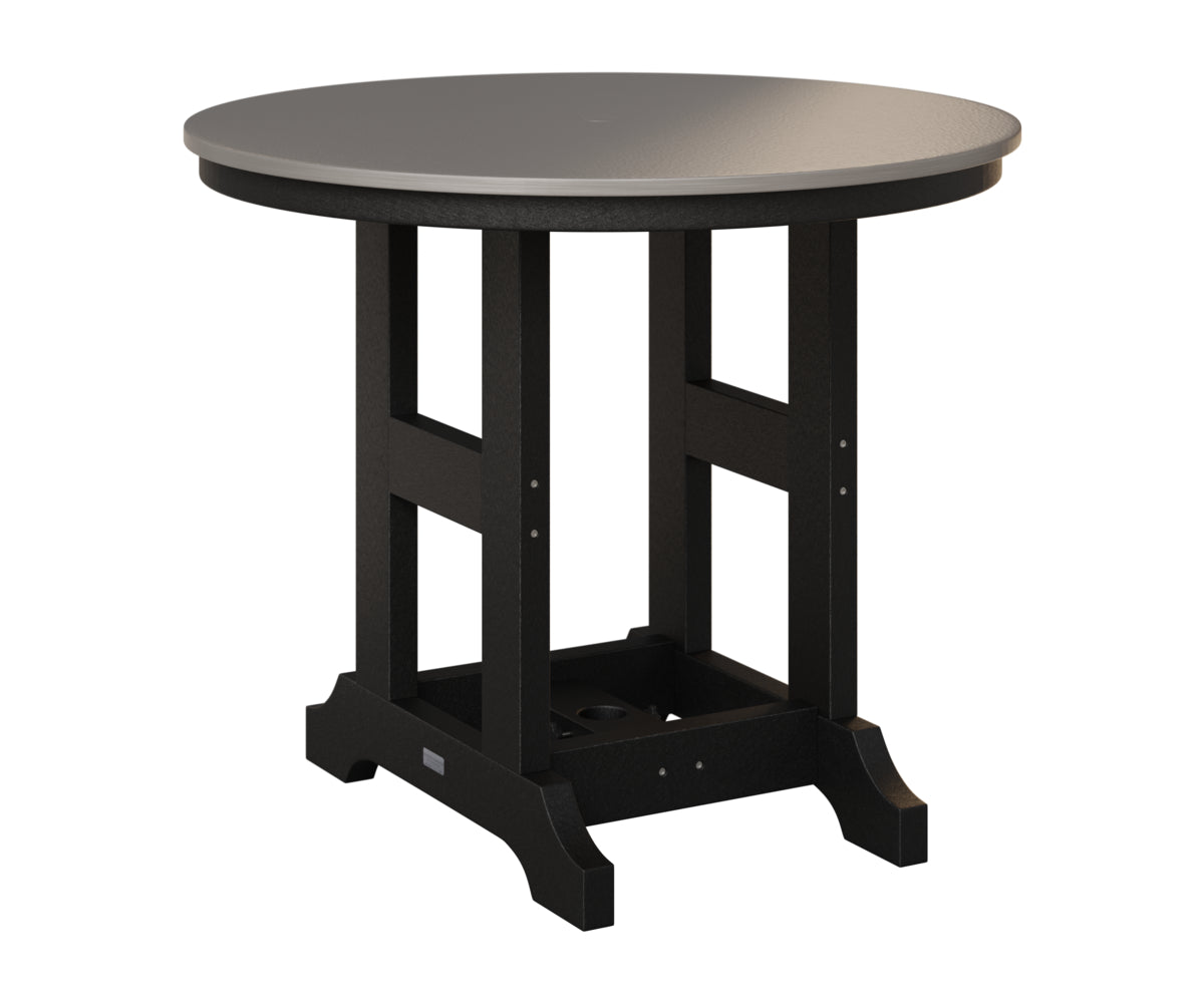 Berlin Gardens Garden Classic 38" Round Table in Black, Hammered Stainless top