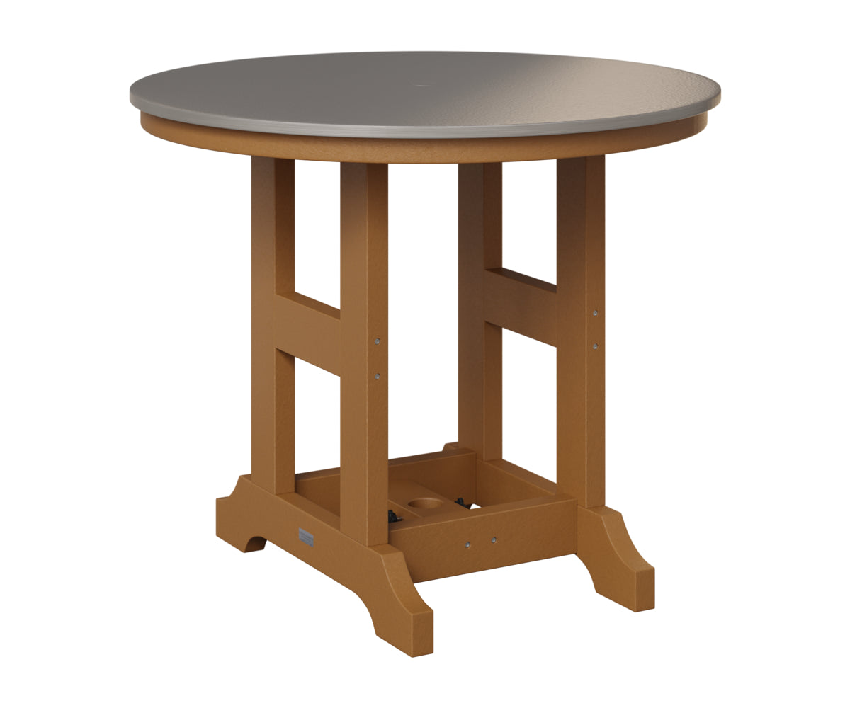 Berlin Gardens Garden Classic 38" Round Table in Cedar, Hammered Stainless top