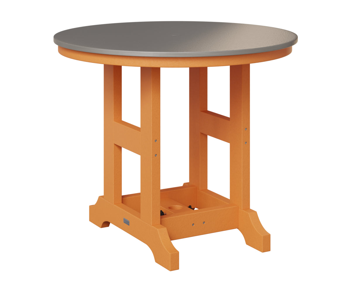 Berlin Gardens Garden Classic 38" Round Table in Mango Orange, Hammered Stainless top