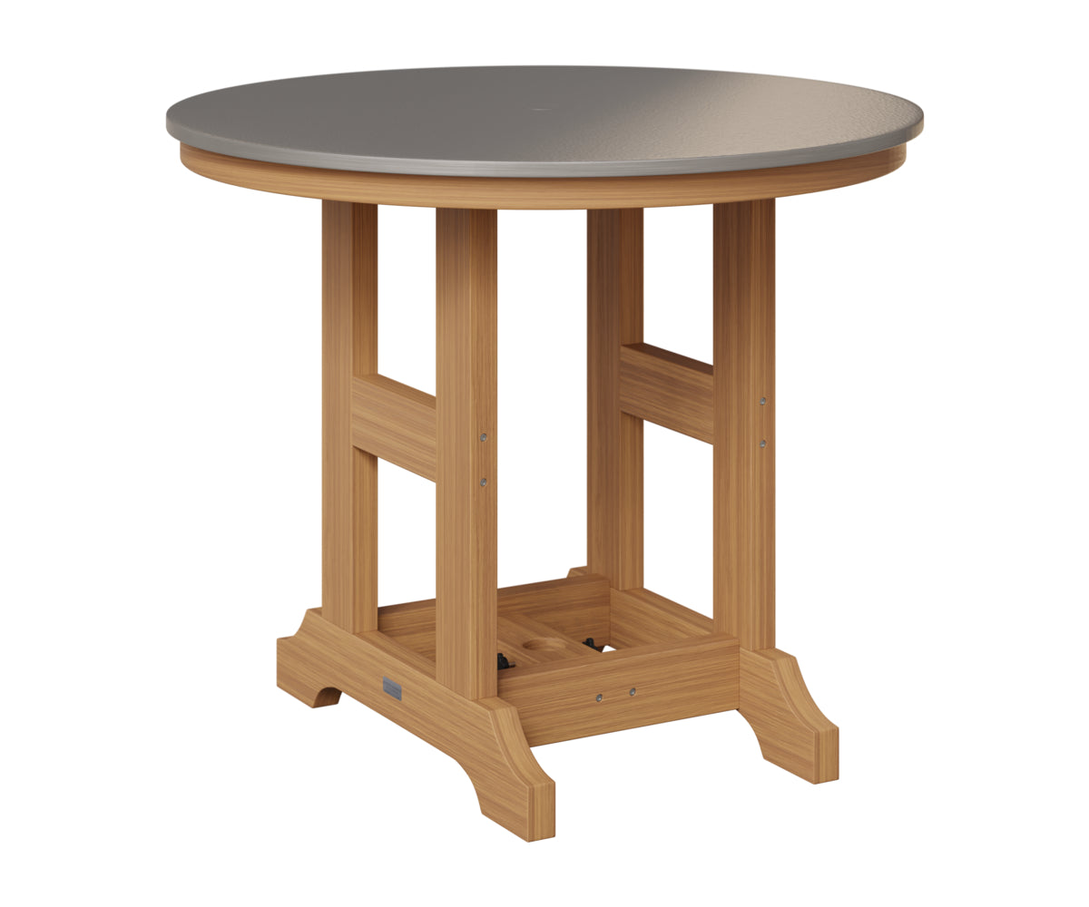 Berlin Gardens Garden Classic 38" Round Table in Natural Teak, Hammered Stainless top