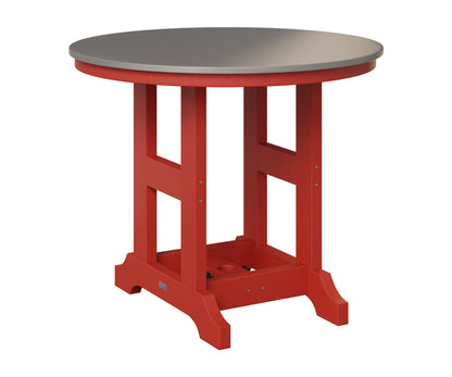 Berlin Gardens Garden Classic 38" Round Table in Scarlet Red, Hammered Stainless top