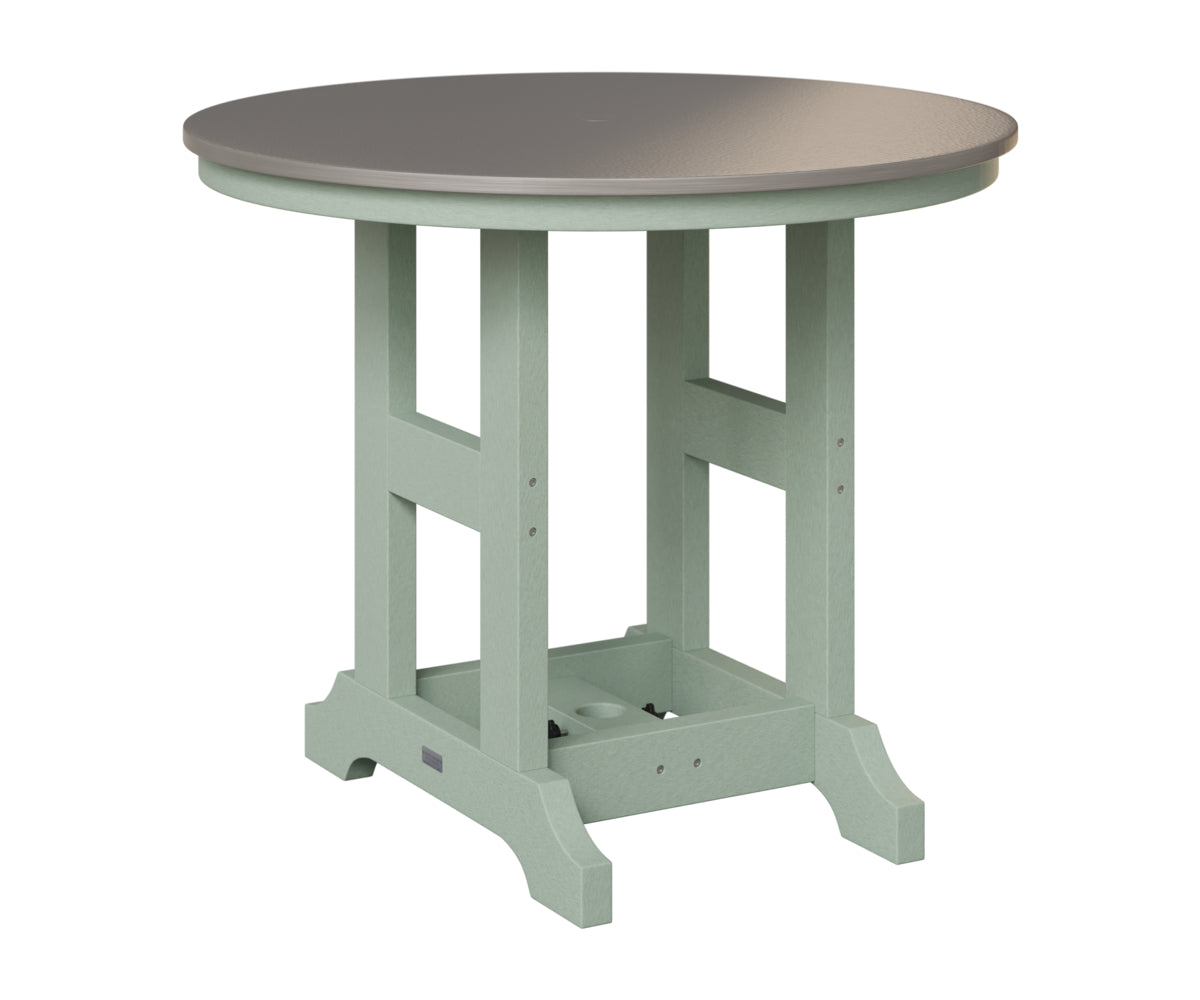 Berlin Gardens Garden Classic 38" Round Table in Sea Foam, Hammered Stainless top