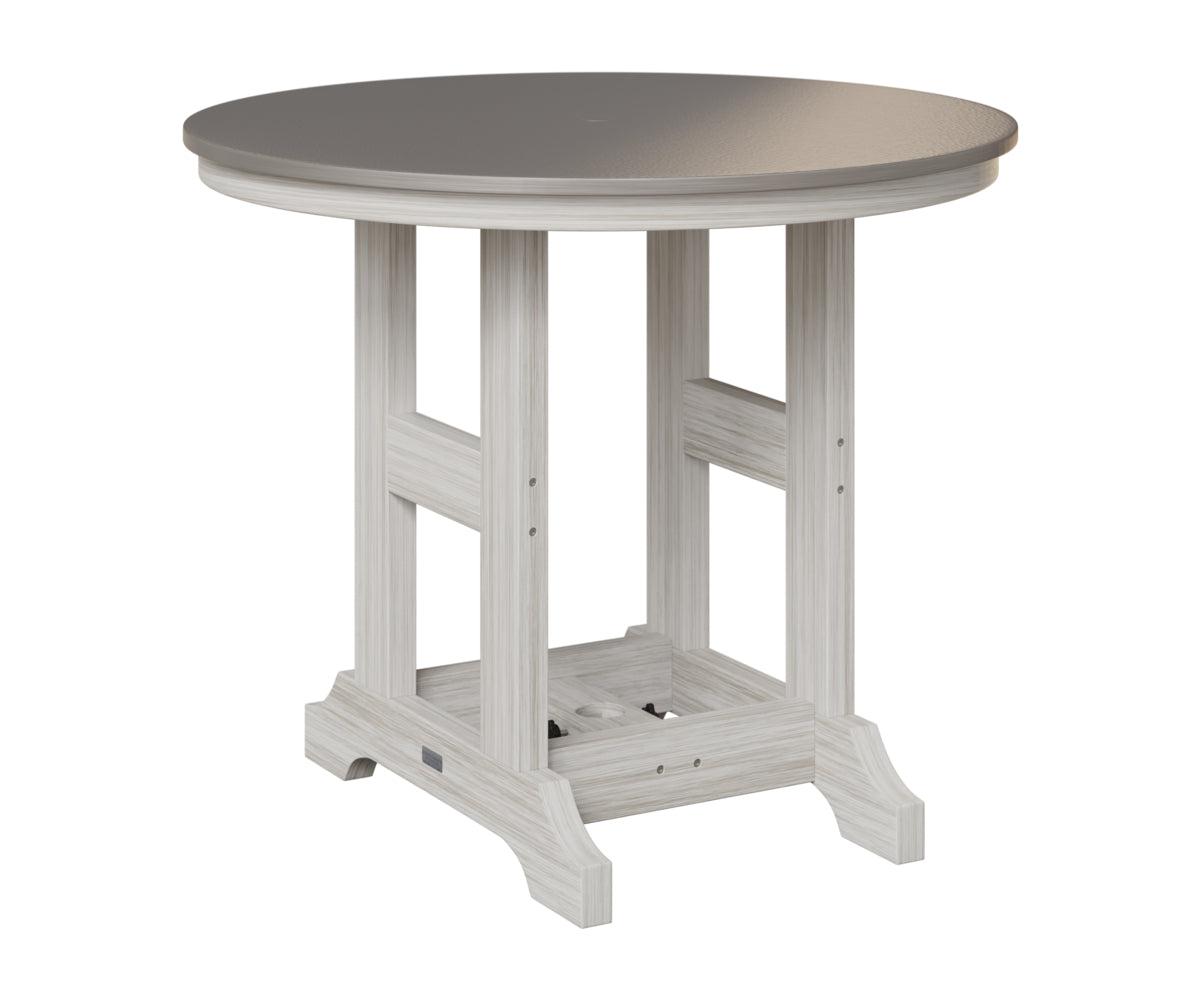 Berlin Gardens Garden Classic 38" Round Table in Seashell, Hammered Stainless top
