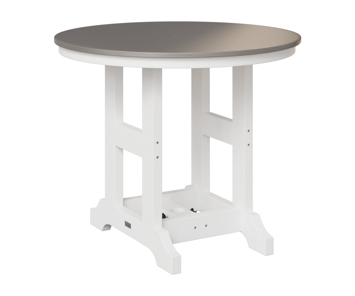 Berlin Gardens Garden Classic 38" Round Table in White, Hammered Stainless top