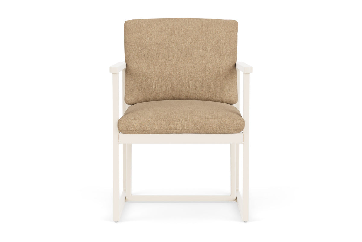 Lloyd Flanders Summit Dining Armchair in Ivory with Hayden Sand fabric