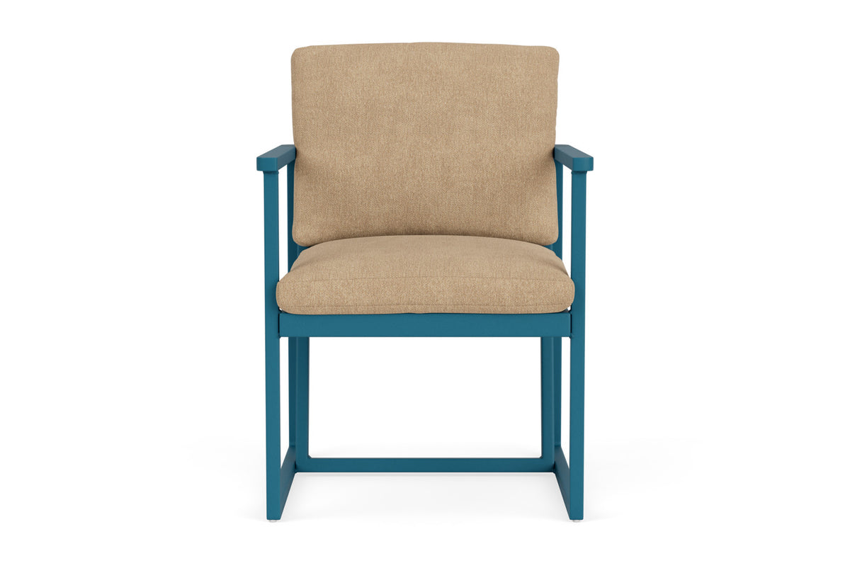 Lloyd Flanders Summit Dining Set in Peacock with Hayden Sand fabric