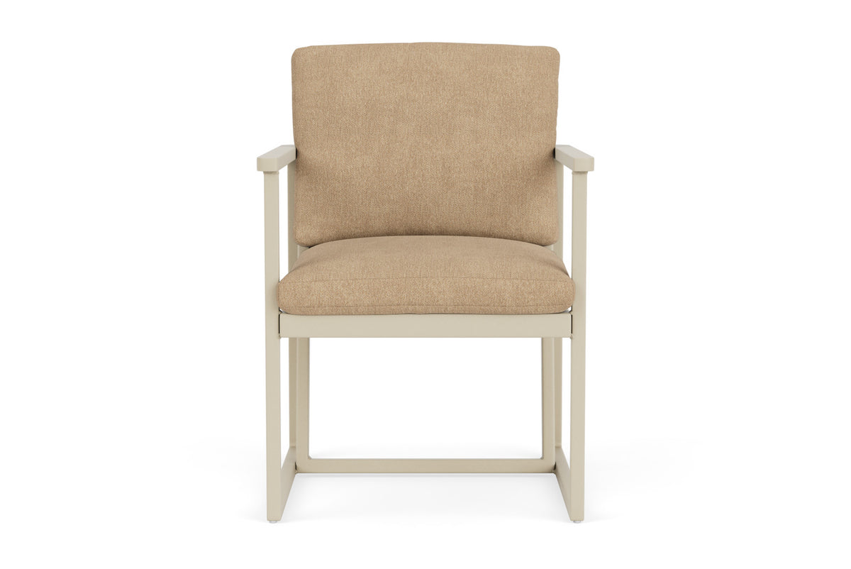 Lloyd Flanders Summit Dining Armchair in Linen with Hayden Sand fabric