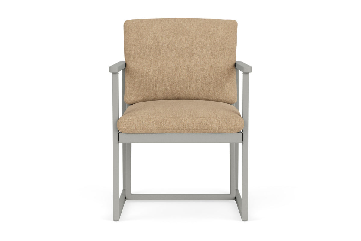 Lloyd Flanders Summit Dining Set in Platinum with Hayden Sand fabric