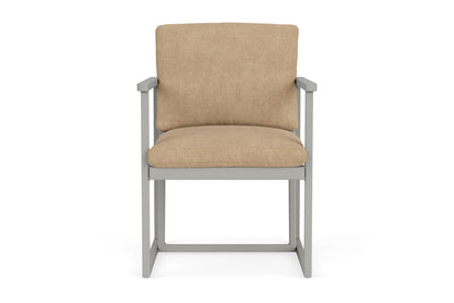 Lloyd Flanders Summit Dining Set in Platinum with Hayden Sand fabric
