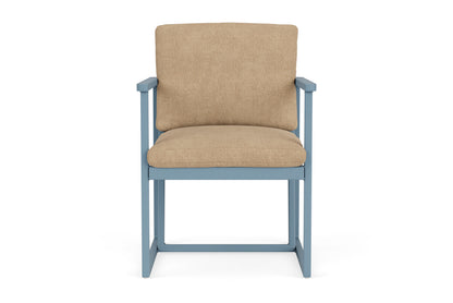 Lloyd Flanders Summit Dining Armchair in Stillwater with Hayden Sand fabric