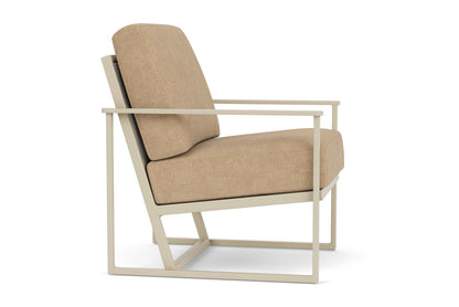 Lloyd Flanders Summit Lounge Chair in Linen with Hayden Sand fabric, view 4