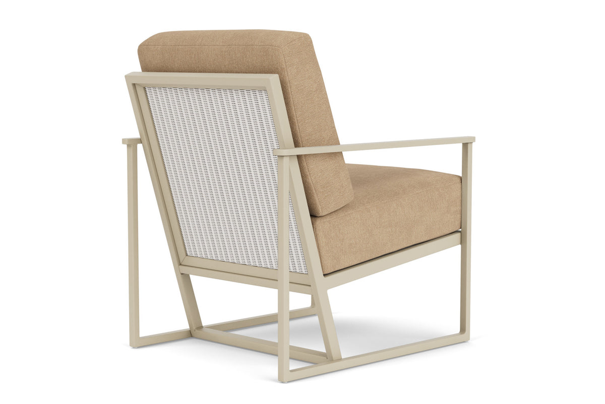 Lloyd Flanders Summit Lounge Chair in Linen with Hayden Sand fabric, view 6