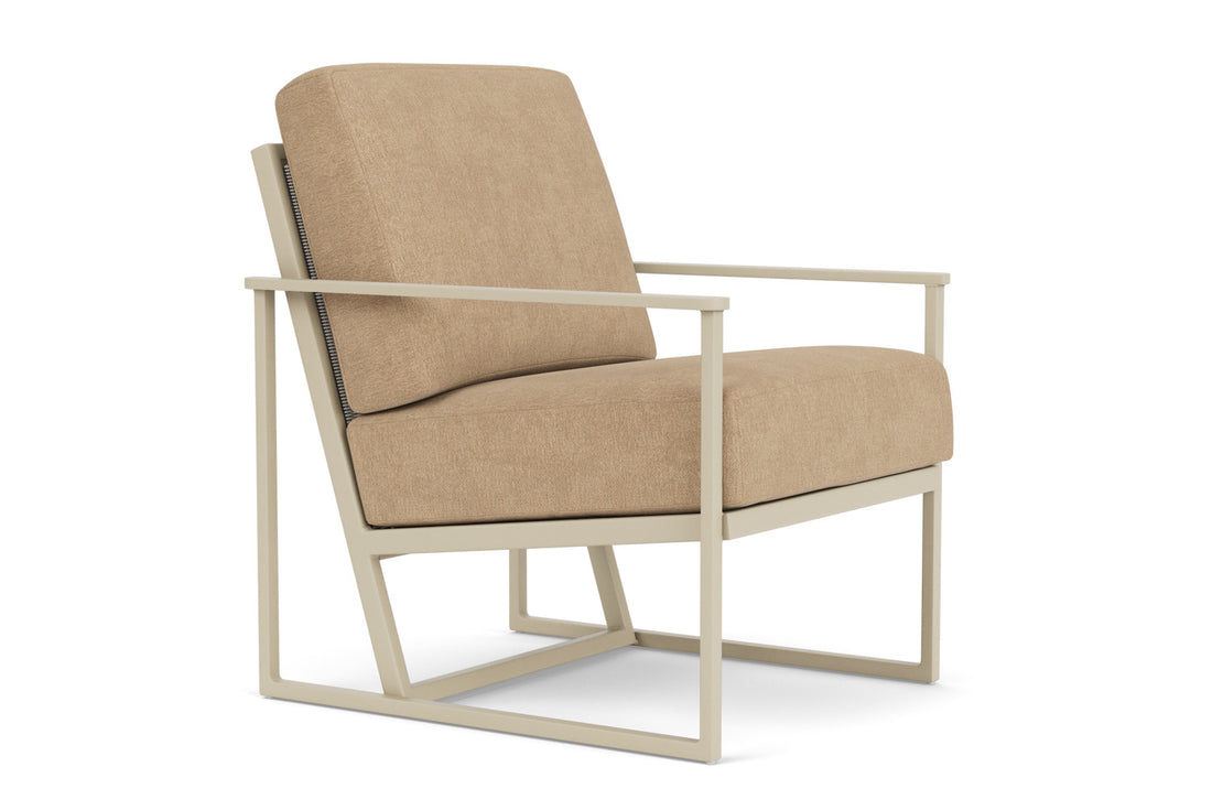Lloyd Flanders Summit Lounge Chair in Linen with Hayden Sand fabric, view 3