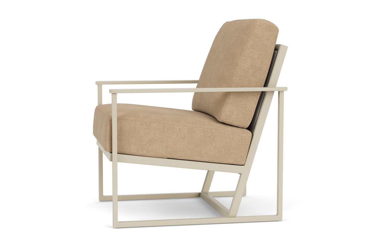 Lloyd Flanders Summit Lounge Chair in Linen with Hayden Sand fabric, view 9