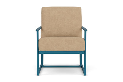 Lloyd Flanders Summit Lounge Chair in Peacock with Hayden Sand fabric