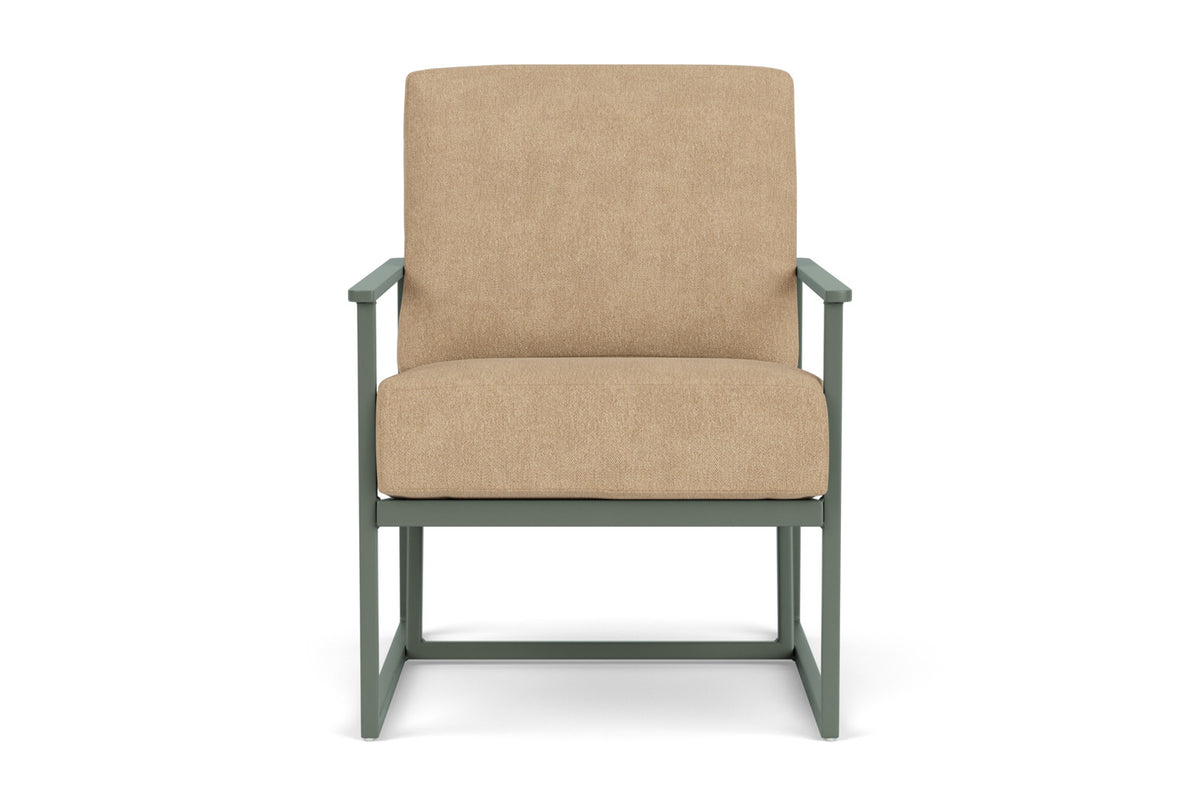 Lloyd Flanders Summit Lounge Chair in Spruce with Hayden Sand fabric