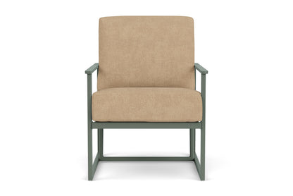 Lloyd Flanders Summit Lounge Chair in Spruce with Hayden Sand fabric