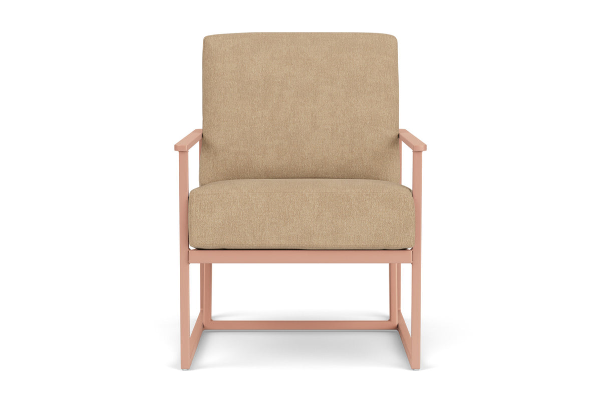 Lloyd Flanders Summit Lounge Chair in Rosewood with Hayden Sand fabric