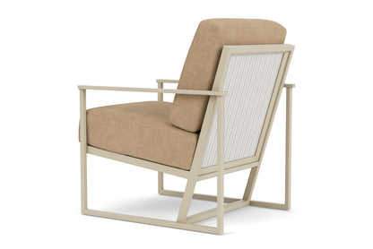 Lloyd Flanders Summit Lounge Chair in Linen with Hayden Sand fabric, view 8