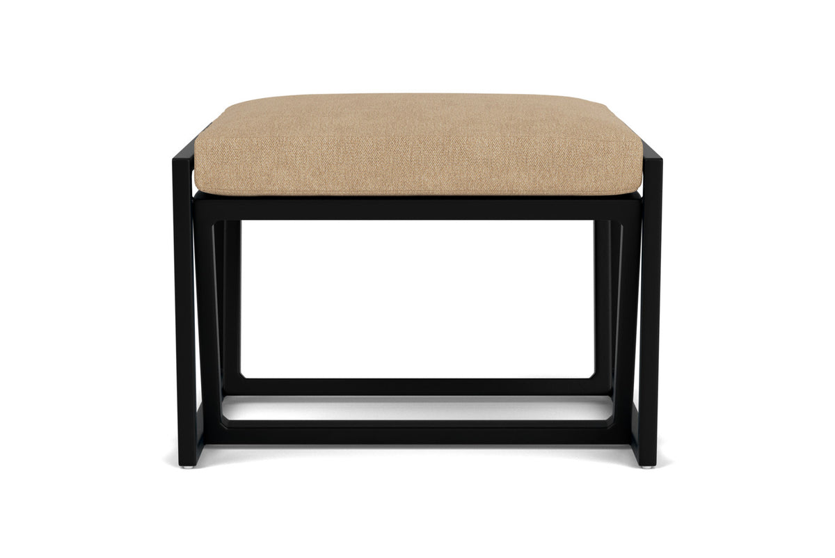 Lloyd Flanders Summit Ottoman in Ebony with Hayden Sand fabric