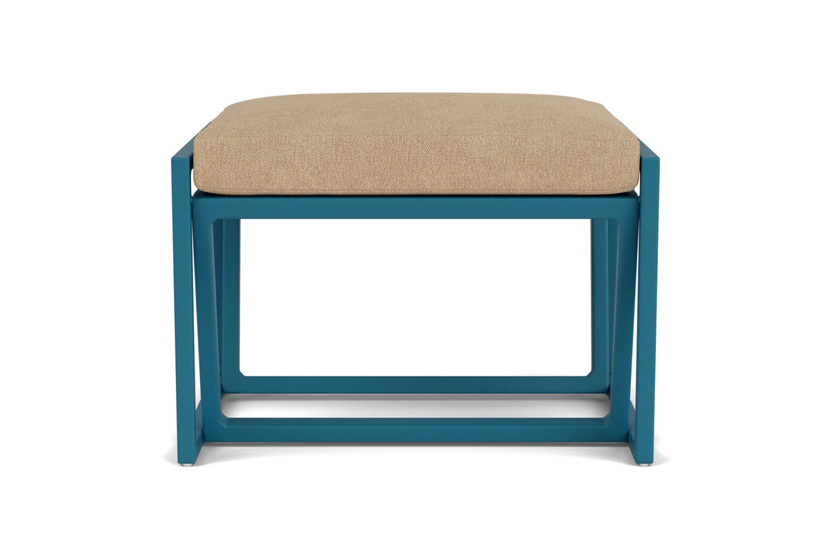 Lloyd Flanders Summit Ottoman in Peacock with Hayden Sand fabric