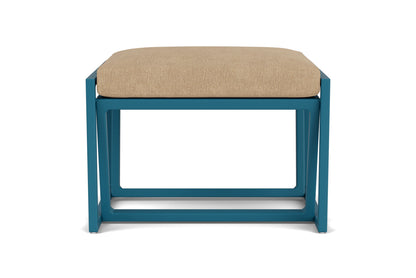 Lloyd Flanders Summit Ottoman in Peacock with Hayden Sand fabric