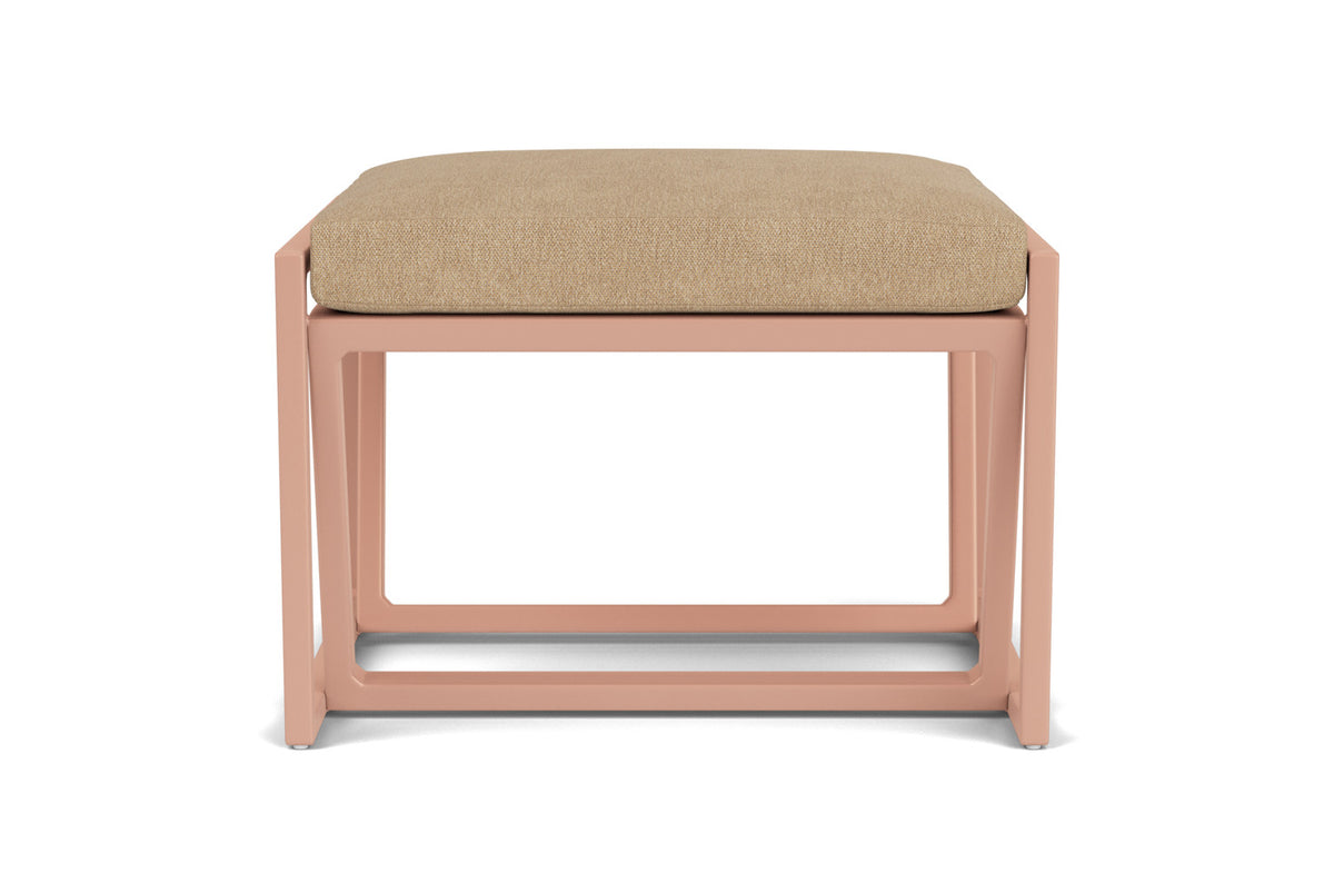 Lloyd Flanders Summit Ottoman in Rosewood with Hayden Sand fabric