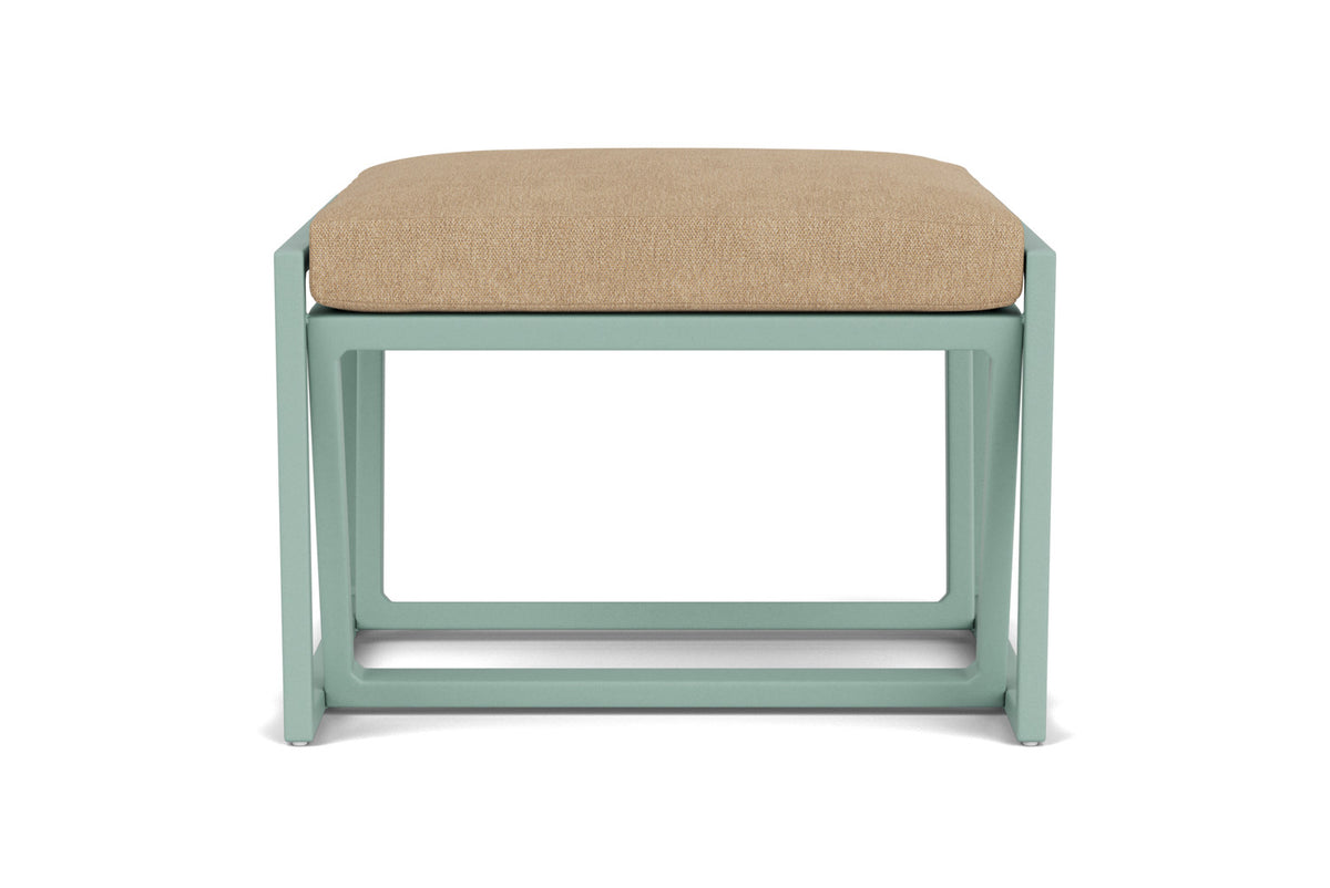 Lloyd Flanders Summit Ottoman in Sea Glass with Hayden Sand fabric