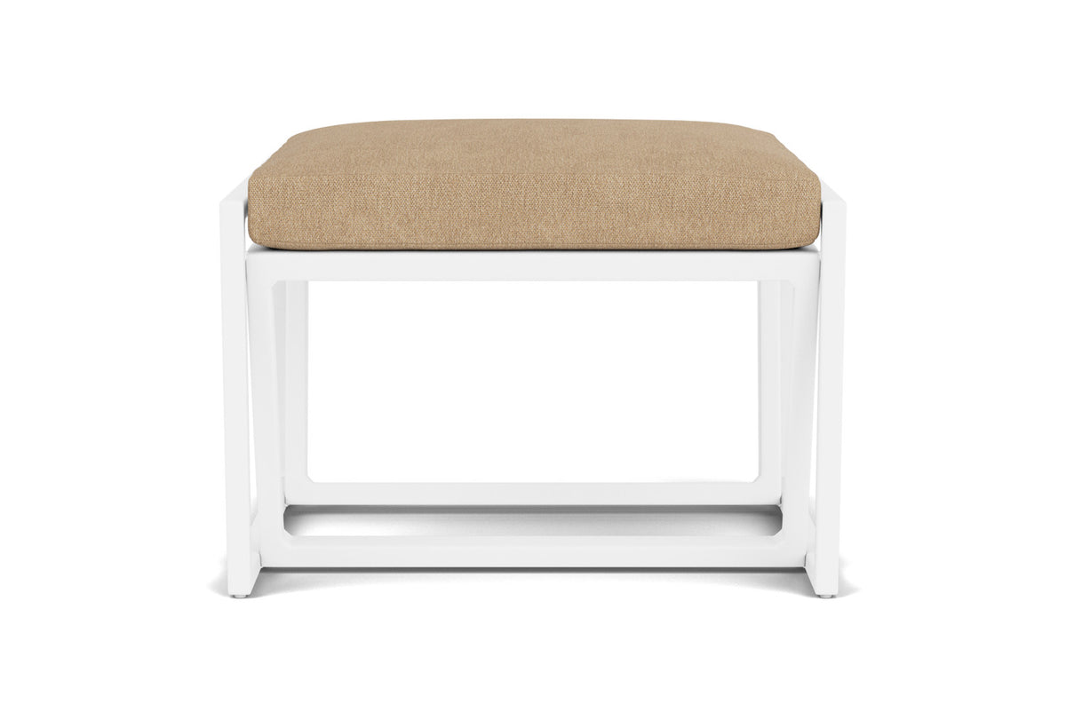 Lloyd Flanders Summit Ottoman in Matte White with Hayden Sand fabric