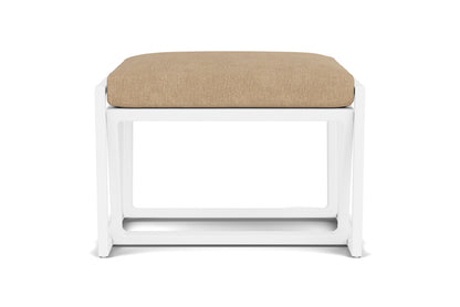 Lloyd Flanders Summit Ottoman in Matte White with Hayden Sand fabric