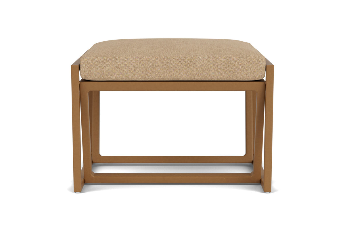 Lloyd Flanders Summit Ottoman in Hickory with Hayden Sand fabric