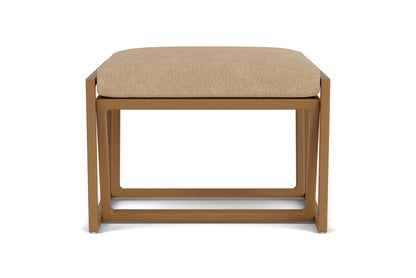 Lloyd Flanders Summit Ottoman in Hickory with Hayden Sand fabric