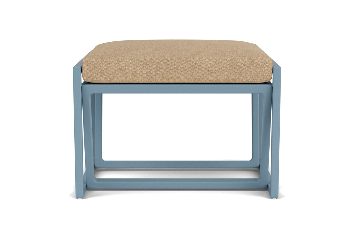 Lloyd Flanders Summit Ottoman in Stillwater with Hayden Sand fabric