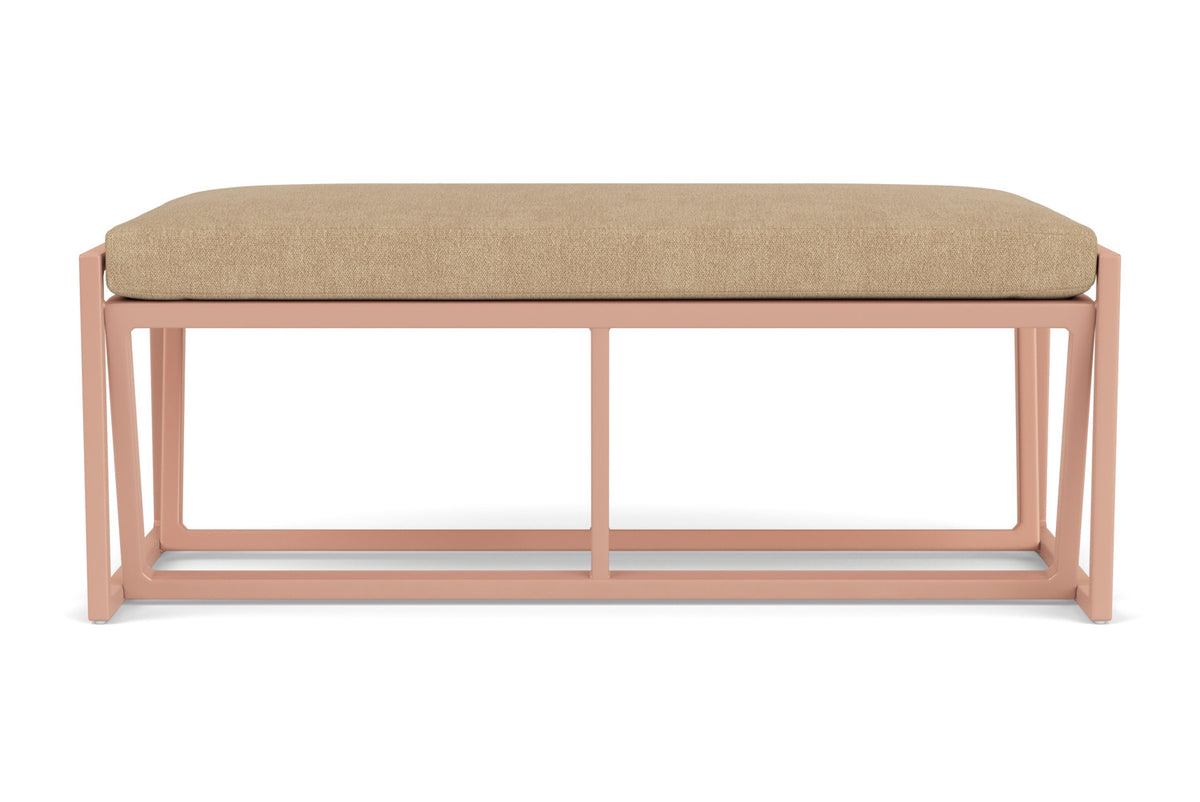 Lloyd Flanders Summit Loveseat Ottoman in Rosewood with Hayden Sand fabric