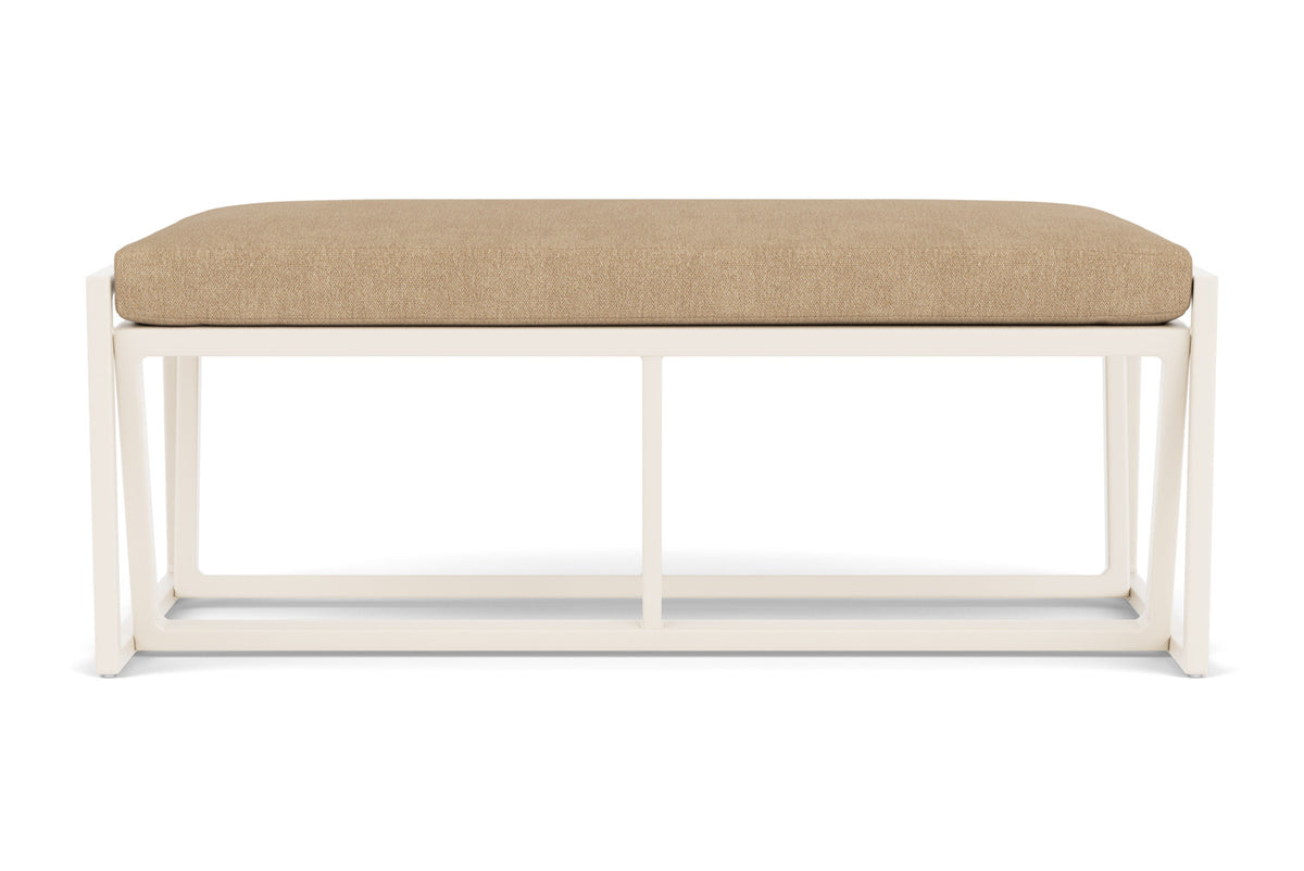 Lloyd Flanders Summit Loveseat Ottoman in Ivory with Hayden Sand fabric
