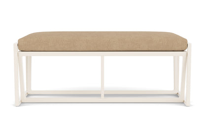 Lloyd Flanders Summit Loveseat Ottoman in Ivory with Hayden Sand fabric