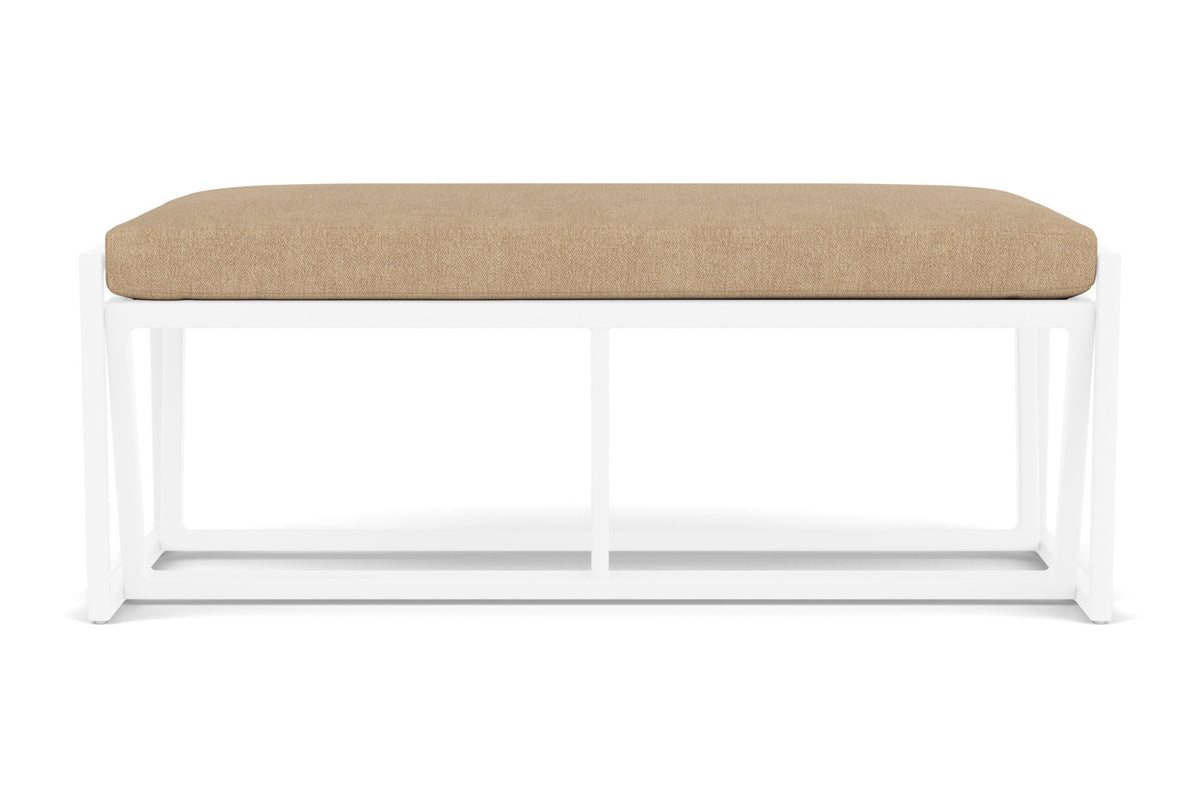 Lloyd Flanders Summit Loveseat Ottoman in White with Hayden Sand fabric