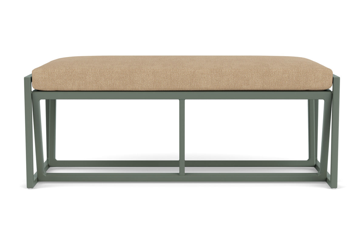 Lloyd Flanders Summit Loveseat Ottoman in Spruce with Hayden Sand fabric