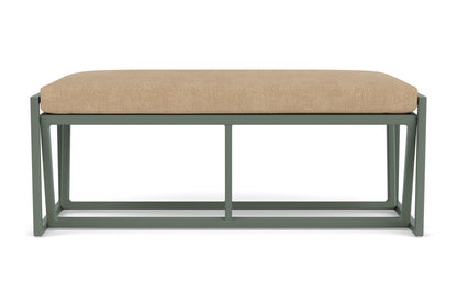Lloyd Flanders Summit Loveseat Ottoman in Spruce with Hayden Sand fabric