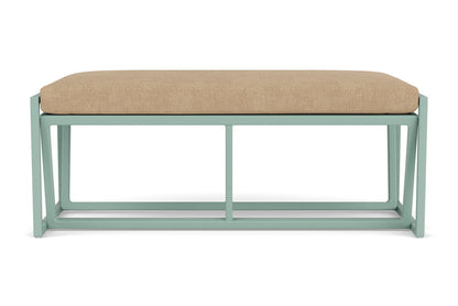 Lloyd Flanders Summit Loveseat Ottoman in Sea Glass with Hayden Sand fabric